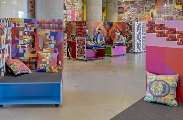 Jeffrey Gibson, I AM YOUR RELATIVE, MOCA Toronto (2022). Co-commissioned by MOCA and the Toronto Biennial of Art. Photos Toni Hafkenschied.