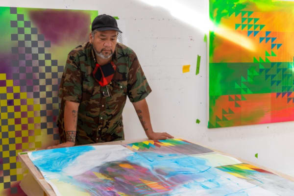 Jeffrey Gibson in his studio