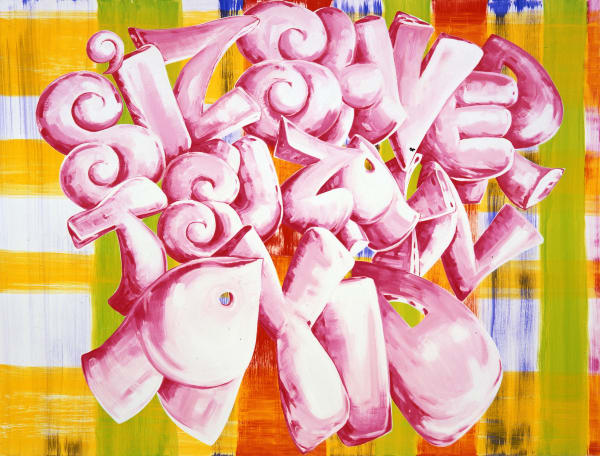 Deborah Kass, It’s Hard To Be A Jew, 2003. Oil on canvas, 72 x 96 in. (© Deborah Kass 2022, Artist Rights Society/(ARS) NYC; courtesy the artist)