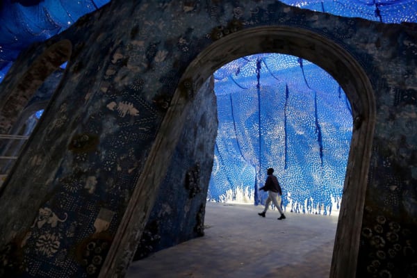 Artist Firelei Báez evokes an overlooked landmark, and an overlooked history, with her immersive installation. Tonathan Wiggs/Globe Staff