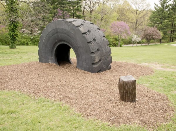 Marie Watt, Earthmover, bronze, rubber dimensions variable. 2021. Image courtesy of Laumier Sculpture Park.