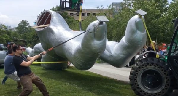 Tony Tasset’s giant hand sculpture