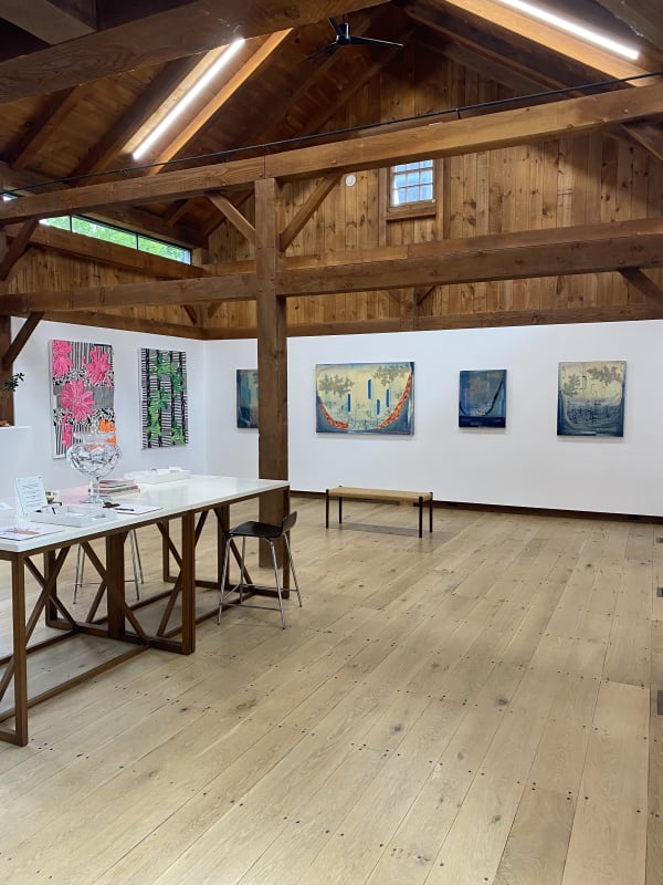 Installation view with paintings by Gabe Brown and Margaret Lanzetta