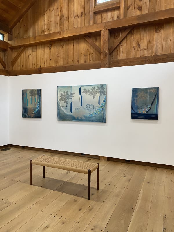 Installation view with paintings by Gabe Brown