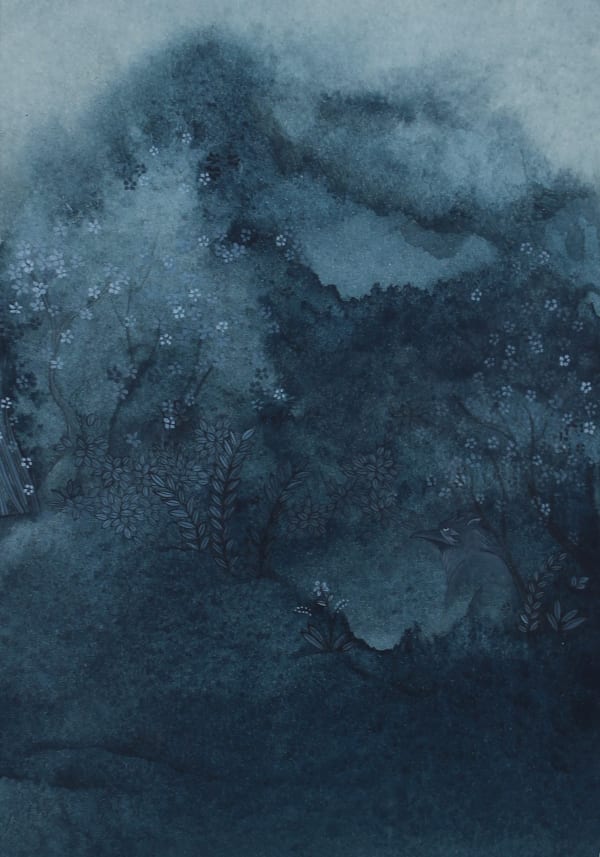 Maha Ahmed, A Piece of Stolen Sky, 2019 Gouache on paper 15.5 x 10.5 cm