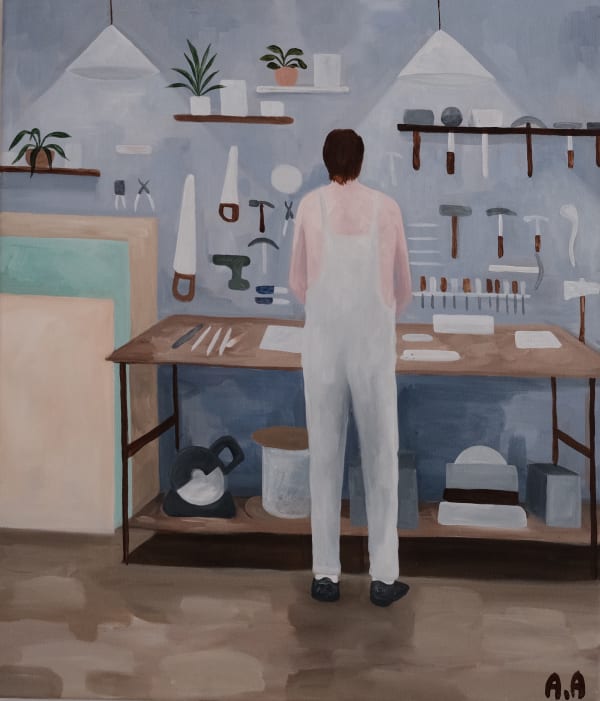 Audun Alvestad The Carpenter 2023 Acrylic On Linen 70 X 60 Cm 27 1 2 X 23 5 8 In Aa 0326