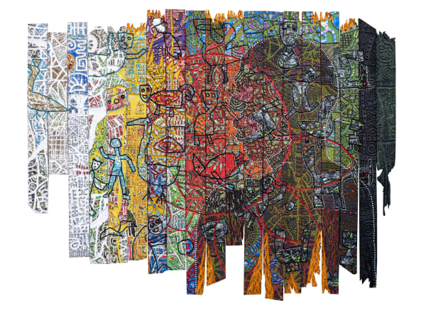 Gerald Chukwuma Cloud Of Many Witnesses A Glimpse Of The Sun 2023 Mixed Media On Wood 188 X 236 2 Cm 74 X 93 In Gch 0121