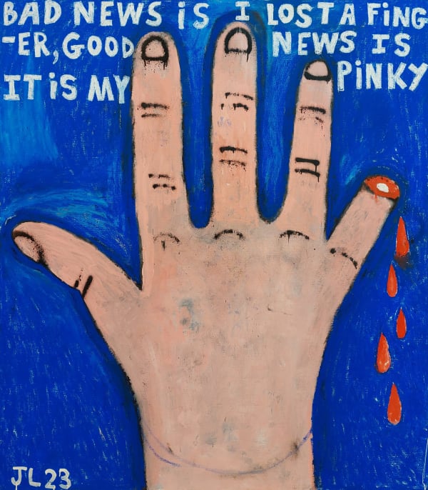 Joachim Lambrechts Bad News Is I Lost A Finger Good News Is It Is My Pinky 2023 Enamel Paint Spray Paint And Oil Stick On Canvas 140 X 160Cm Jla 0233