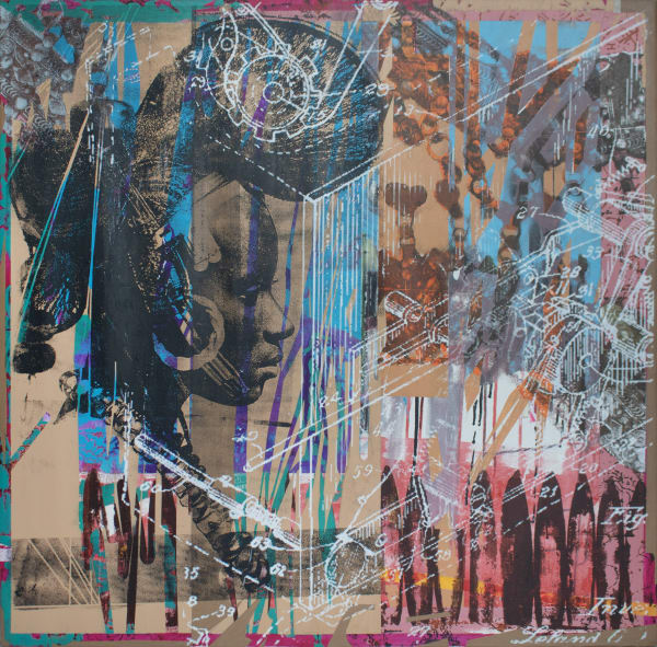 Wendimagegn Belete Between Matter And Memory 1 2023 Acrylic Pastel Oil Stick Silk Screen Print On Canvas 100 X 100 Cm 39 3 8 X 39 3 8 In Wbe 0102