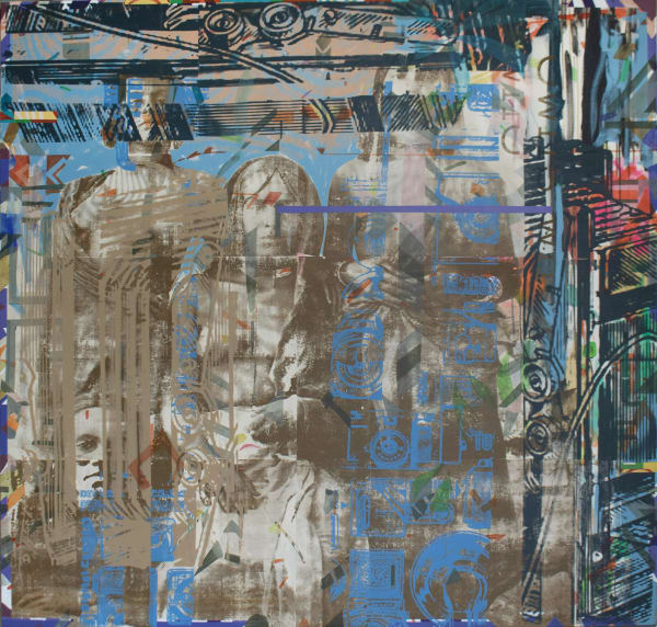 Wendimagegn Belete Between Matter And Memory 12 2023 Acrylic Pastel Spray Silk Screen Print Ethnographic Photo 180 X 180 Cm 70 7 8 X 70 7 8 In Wbe 0113