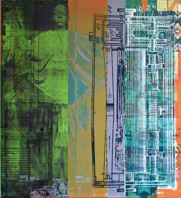 Wendimagegn Belete Between Matter And Memory 7 2023 Acrylic Pastel Spray Slick Screen Print Ethnographic Photo 180 X 165 Cm 70 7 8 X 65 In Wbe 0108