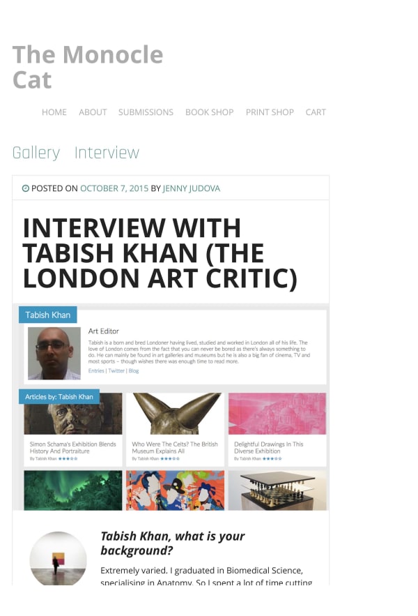 Interview with Tabish Khan (The London Art Critic)