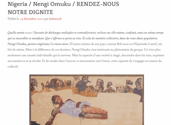 Nigeria / Nengi Omuku / RENDEZ-NOUS NOTRE DIGNITE