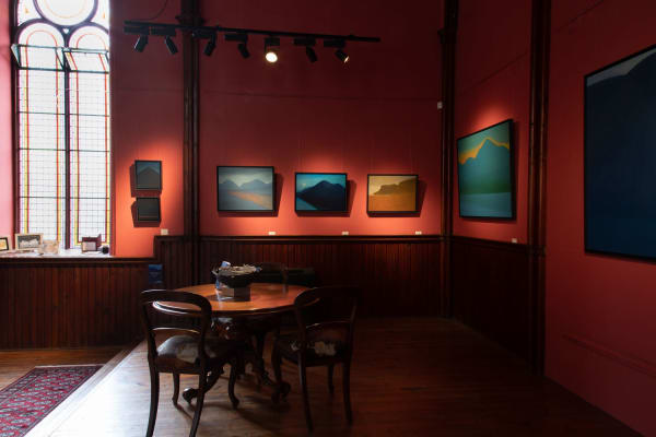 Jane MacNeill's paintings on the stage, Kilmorack Gallery August 2022