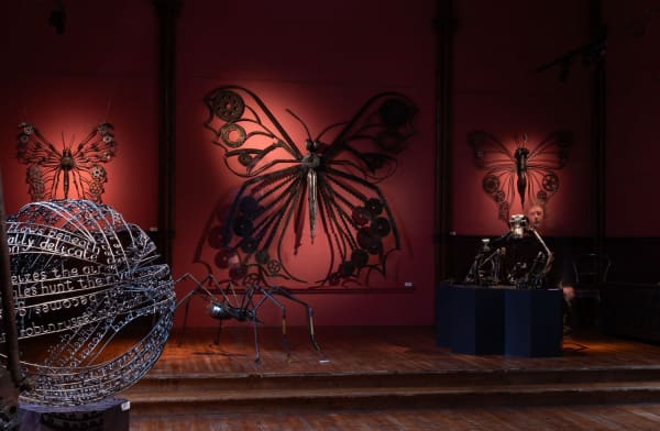 Helen Denerley salvage exhibition with butterflies 2023