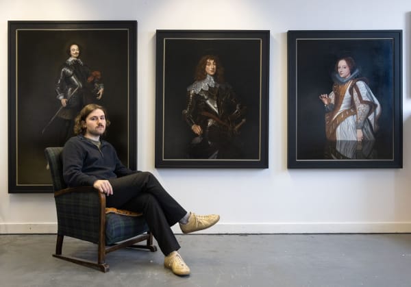 Rory Macdonald with three of his works due for 'The House of Macdonald' exhibition.