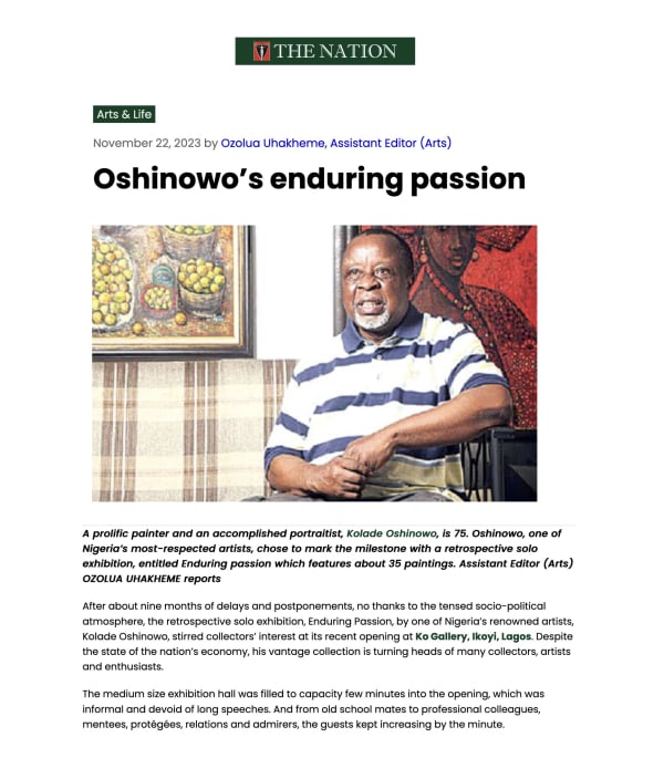 Oshinowo’s enduring passion, The Nation