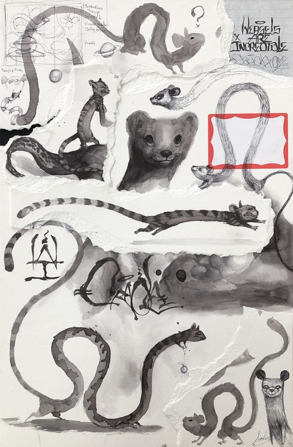 Greg Craola Simkins, Weasels Are Incredible, SOLD (Study) (click for details), 2021