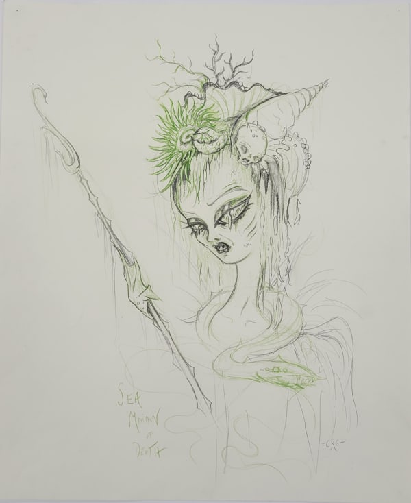 Camille Rose Garcia, Sea Maiden of Death / SOLD / 17 x 14", 2021 (click to enlarge)