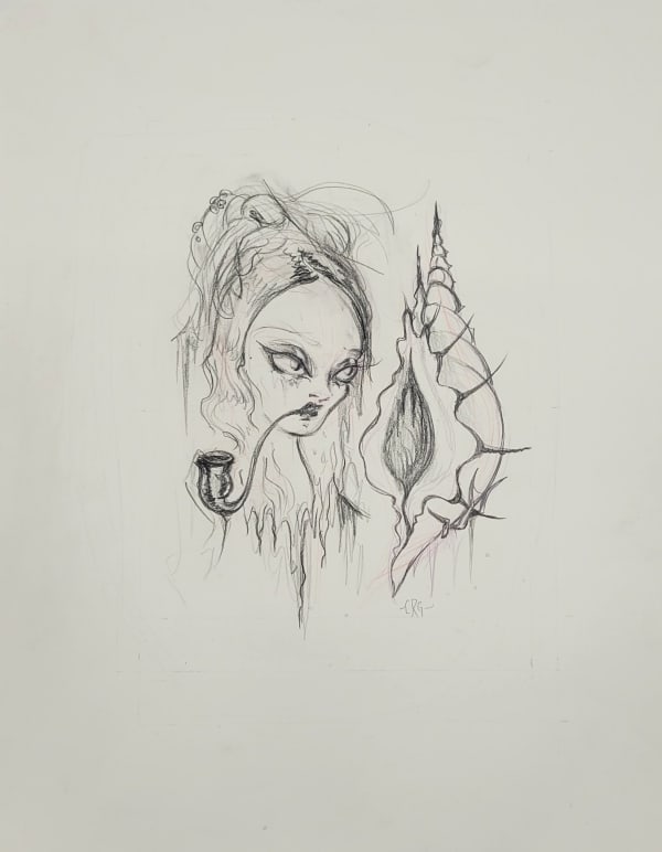 Camille Rose Garcia, Song for the Ocean / SOLD / 17 x 14", 2021 (click to enlarge)