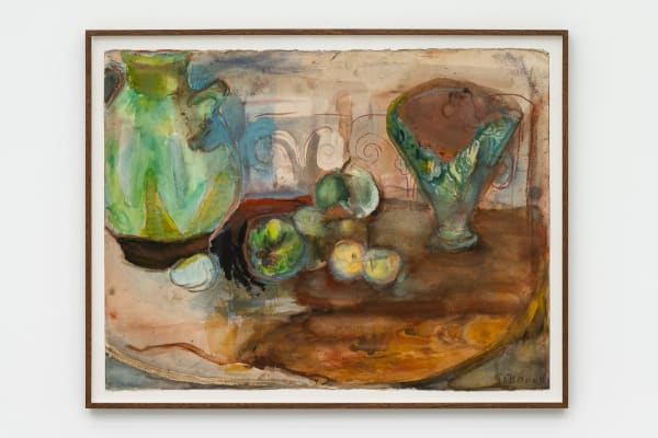 Carole Gibbons Still life (Moroccan vase and green jug), 1992 Watercolour and pastel on paper 65 x 55 cm