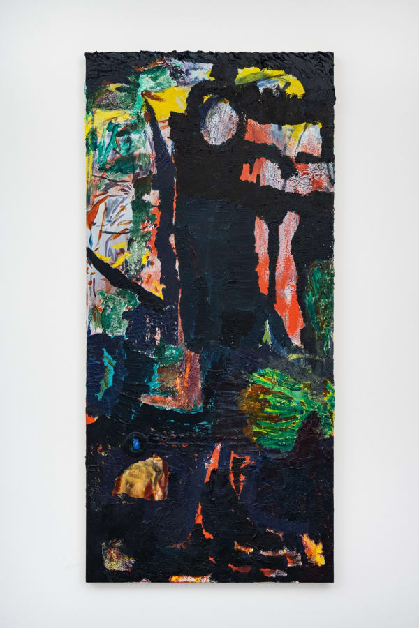 Mengxi Zhang Merge to Urge, 2022 Acrylic, drawing chunk and image transfer on canvas 150 x 70 cm