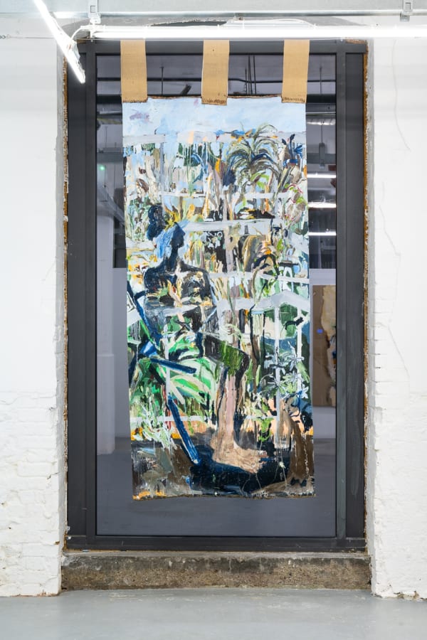 Mirela Cabral The Painter, 2022-2023 Oil and canvas and embroidery 250 x 97 cm