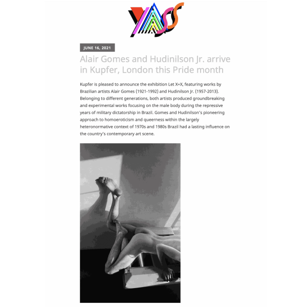 Screenshot from Yass Magazine's article on 'Let X=X: Alair Gomes and Hudinilson Jr.' at Kupfer.