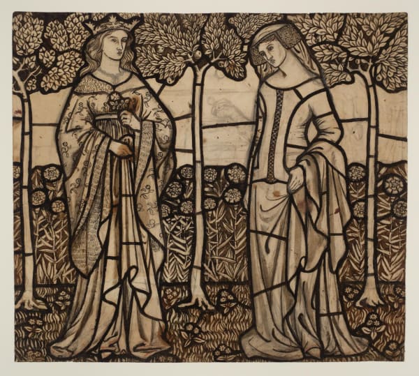 William Morris,Guinevere and Iseult: Cartoon for Stained Glass (1862)