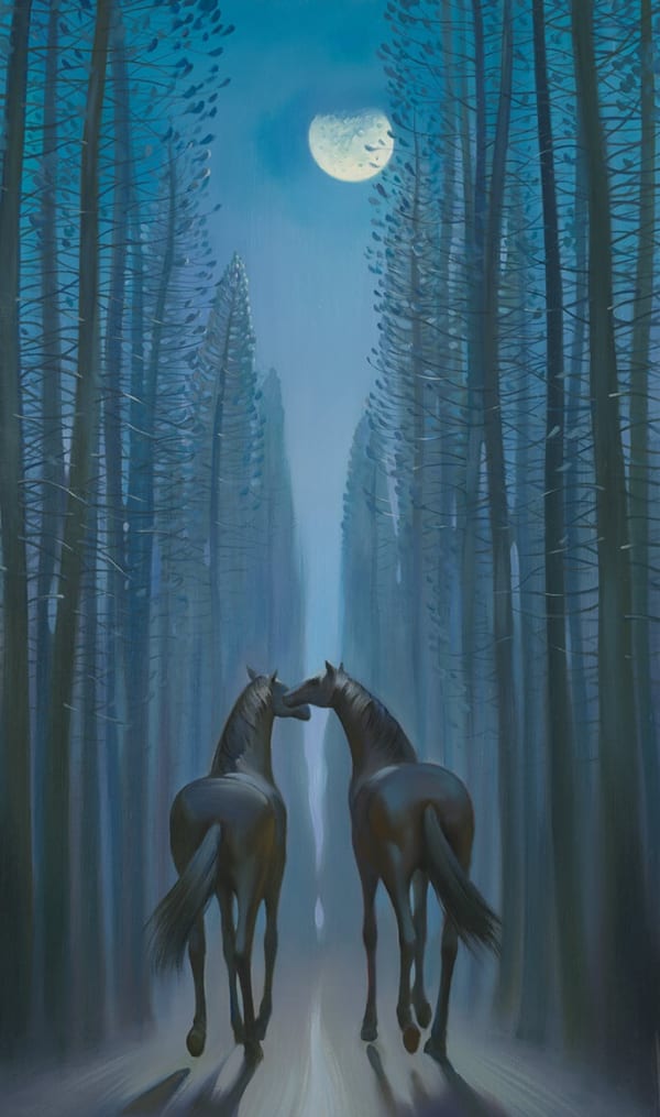 ROMANTIC STROLL PRINT ON CANVAS 20 x 12 INCHES Signed and Numbered Limited Edition