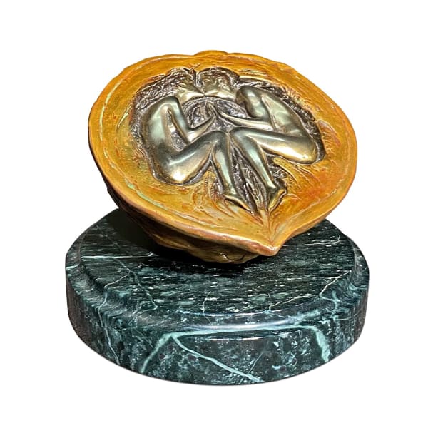 WALNUT OF EDEN BRONZE SCULPTURE 6 x 6 x 4 INCHES