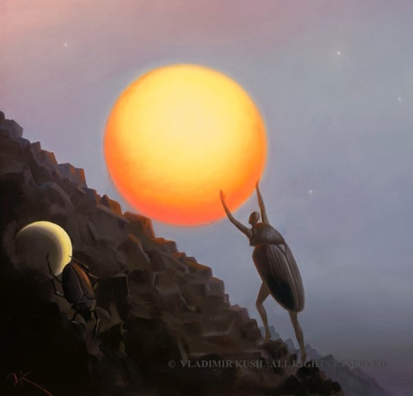 ASCENDING SISYPHUS SUBLIMATION ON CERAMIC TILE 6 X 6 INCHES Signed and Numbered Limited Edition