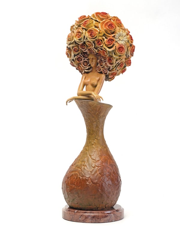 ROSE AWAITING BRONZE SCULPTURES 27.5 x 9 x 9 INCHES