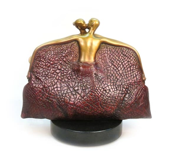 PURSE BRONZE SCULPTURE 9 x 12 x 5 INCHES