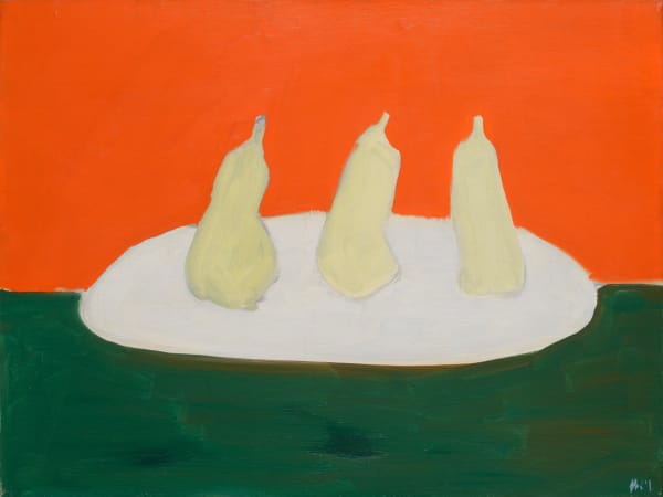 Nicolas de Staël, Nature morte, poires, fond vert et orange, 1954