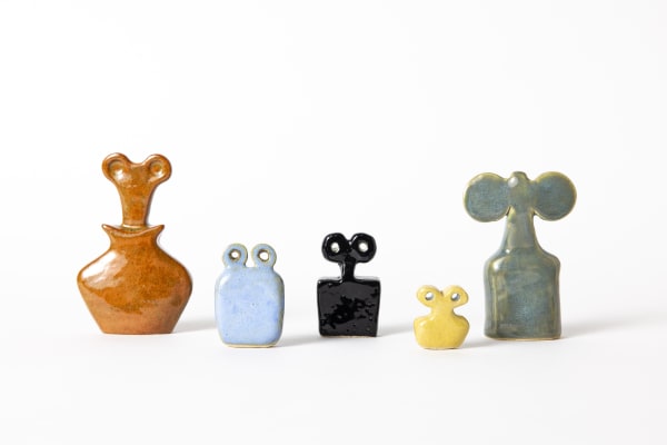Eye Idols III (EWCB 979, 976, 960, 956, 960), from the series 'Earthly Wonders, Celestial Beings', 2019 - 2024 Glazed stoneware, Variable dimensions.