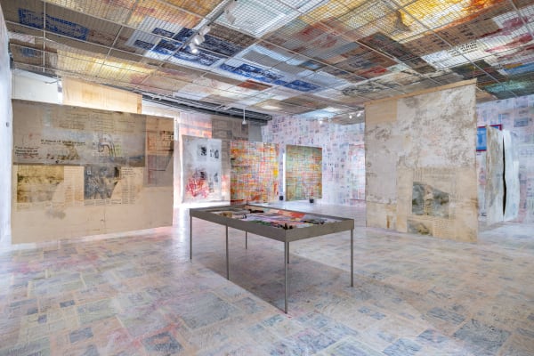 Mandy El-Sayegh, ‘Figure, Field, Grid’, Installation View, Depot of Museum Boijmans Van Beuningen, Rotterdam, 2025. Photo: Damian Griffiths. Courtesy the artist and Museum Boijmans Van Beuningen, Rotterdam.