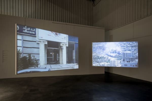 Installation view of 'Robbery in Area A' by Yazan Khalili