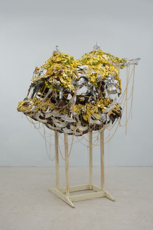 Hew Locke Golden Horde 5, 2006 Mixed media, Including plastic, metal, textile and wood 203 x 182 x 104 cm 79 7/8 x 71 5/8 x 41 in