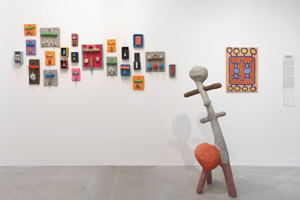 Installation view, Mohamed Ahmed Ibrahim, ‘Elevation’, Booth A32 with Lawrie Shabibi, Special Projects, Abu Dhabi Art 2023. Images courtesy of Lawrie Shabibi and the artist. Photography by Ismail Noor, Seeing Things.