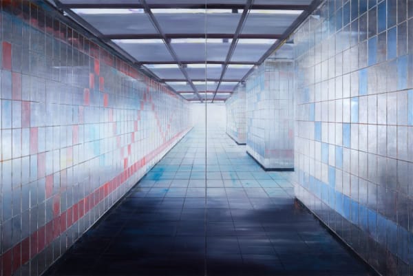Driss Ouadahi, NÉON [Neon], 2016, oil on canvas, diptych, overall dimensions 200 × 300 cm, each 200 × 150 cm, Courtesy Hosfelt Gallery, San Francisco © Driss Ouadahi, photo: Martin Wittwer⁠