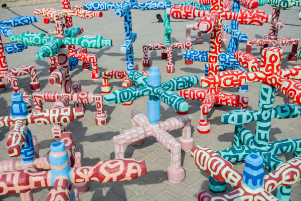 Mohamed Ahmed Ibrahim, 'Al Ain Oasis' Installation, Al Ain Oasis Farm, Abu Dhabi, UAE, 2023. Courtesy of the artist, Abu Dhabi Art and Lawrie Shabibi.