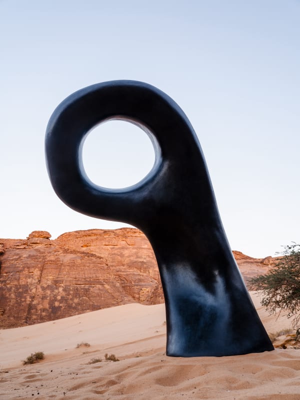 Rand Abdul Jabbar, 'where myths are born of mud and desire', installation view at Desert X AlUla, 2024. Photo: Lance Gerber. Courtesy of The Royal Commission for AlUla.
