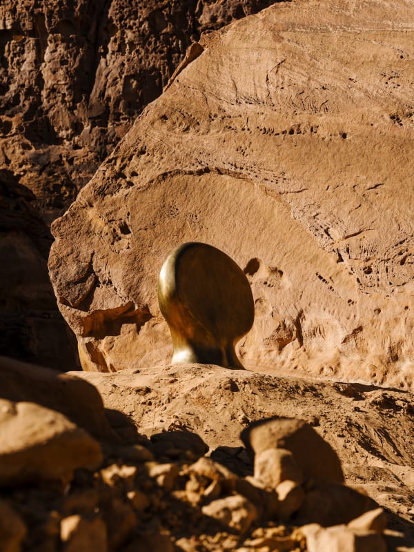 Rand Abdul Jabbar, 'where myths are born of mud and desire', installation view at Desert X AlUla, 2024. Photo: Lance Gerber. Courtesy of The Royal Commission for AlUla.