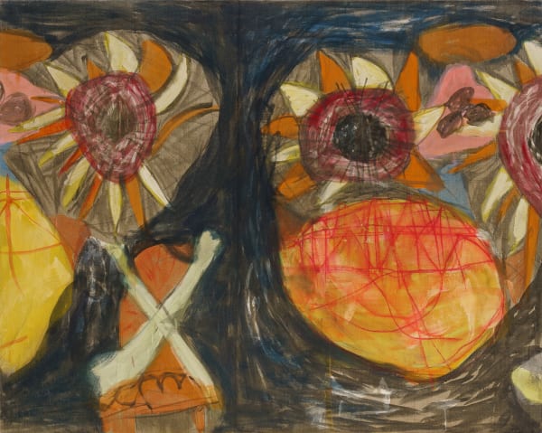 Cecile Lempert The Ghost King Mask 2024 Distemper And Pastel On Canvas 160 X 200Cm