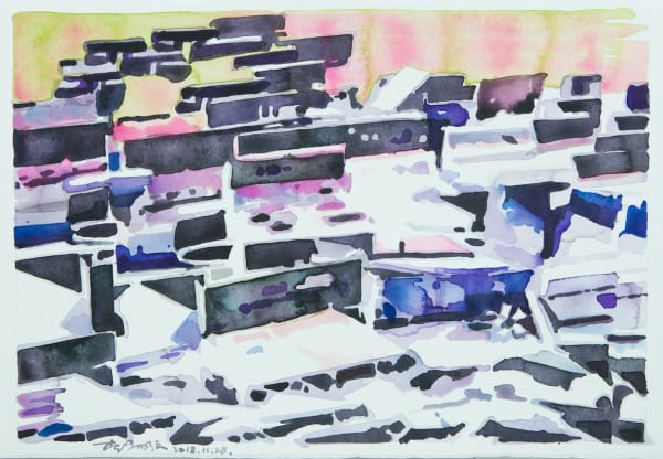 Li Yiwen 李易纹 Congregation-2,Watercolor on Paper 纸本水彩 36X54cm, 2018