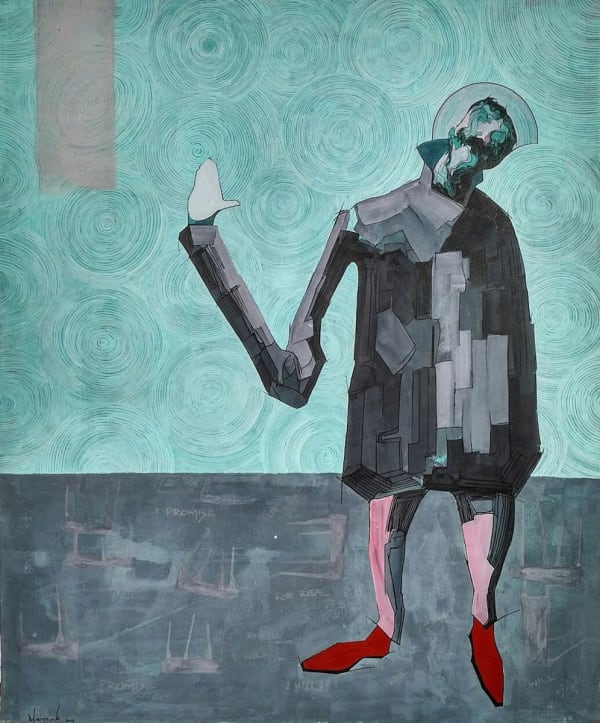 Maina, Boniface the Promise, 2017, 72 × 59cm / 28 × 23in, Ink on watercolour paper