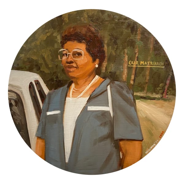 Riley Holloway, Our Matriarch, 2021, 46 × 46cm / 18 × 18in, Oil on wooden panel