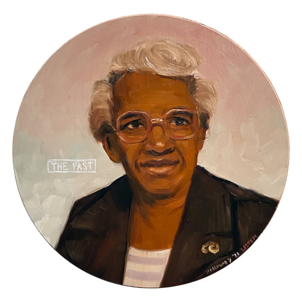 Riley Holloway, The Past, 2021, 46 × 46cm / 18 × 18in, Oil on wooden panel