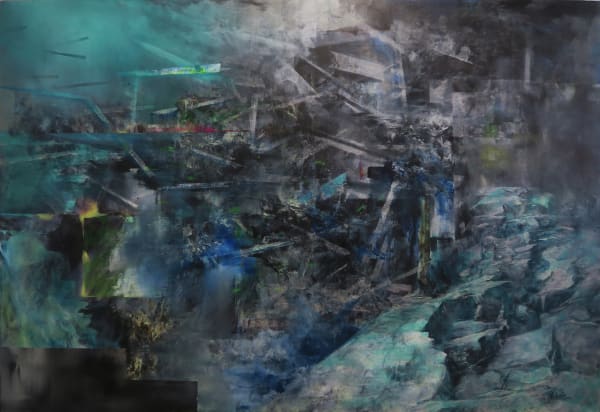 JC Jacinto, Shards in Collision, 2022, 152.4 × 213.36 cm / 60 × 84 in, Acrylic on canvas